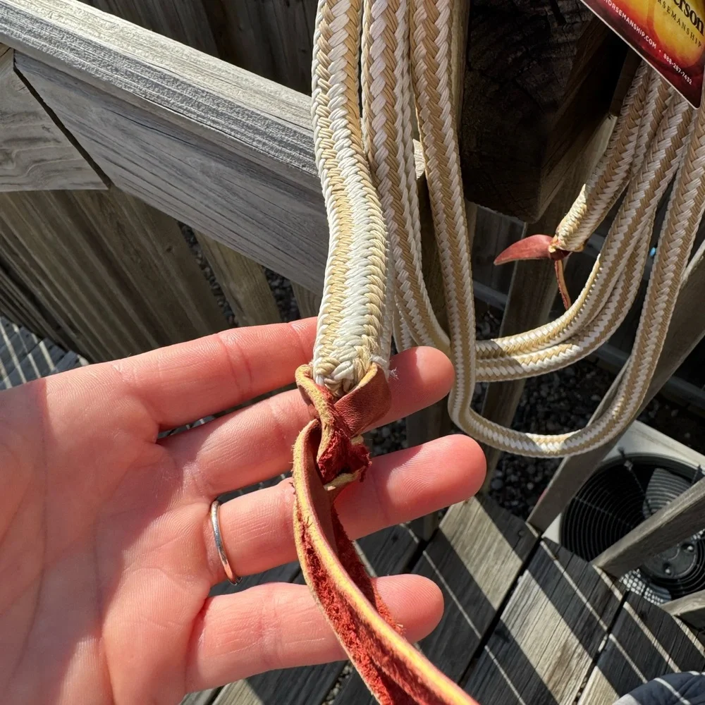 Clinton Anderson Tan & White Loop Reins 10 ft. - Picture 2 of 5